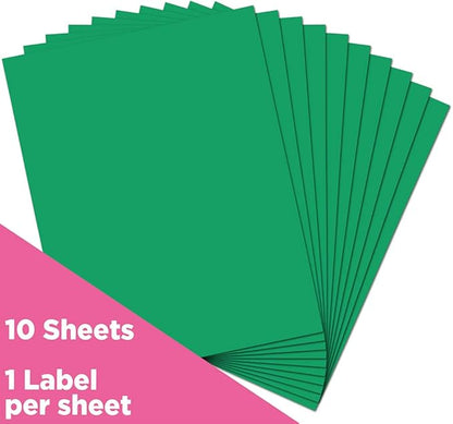JAM PAPER Full Sheet Shipping Labels - Printable Sticker Paper - 8 1/2 x 11 - Green - 10 Full Pages/Pack | Address Labels - TrueDesk