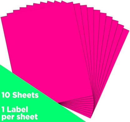 JAM PAPER Full Sheet Shipping Labels - Printable Sticker Paper - 8 1/2 x 11 - Neon Pink - 10 Full Pages/Pack | Laser Inkjet Printer Labels - TrueDesk