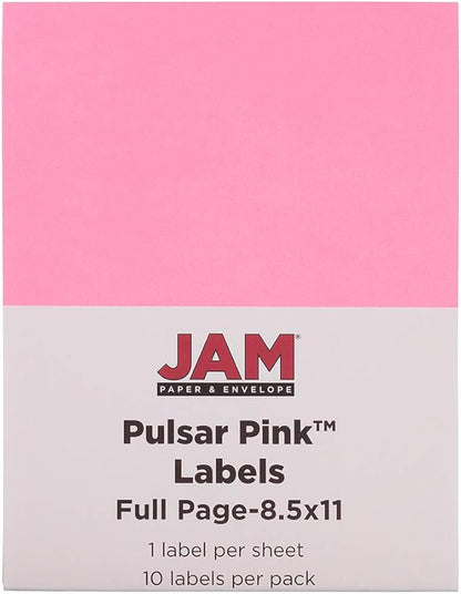 JAM PAPER Full Sheet Shipping Labels - Printable Sticker Paper - 8 1/2 x 11 - Ultra Pink - 10 Full Pages/Pack | Laser Inkjet Printer Labels - TrueDesk