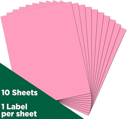 JAM PAPER Full Sheet Shipping Labels - Printable Sticker Paper - 8 1/2 x 11 - Ultra Pink - 10 Full Pages/Pack | Laser Inkjet Printer Labels - TrueDesk