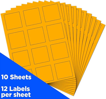 JAM PAPER Product & Container Labels - Square - 2 x 2 - Neon Orange - 120/Pack | Address Labels - TrueDesk