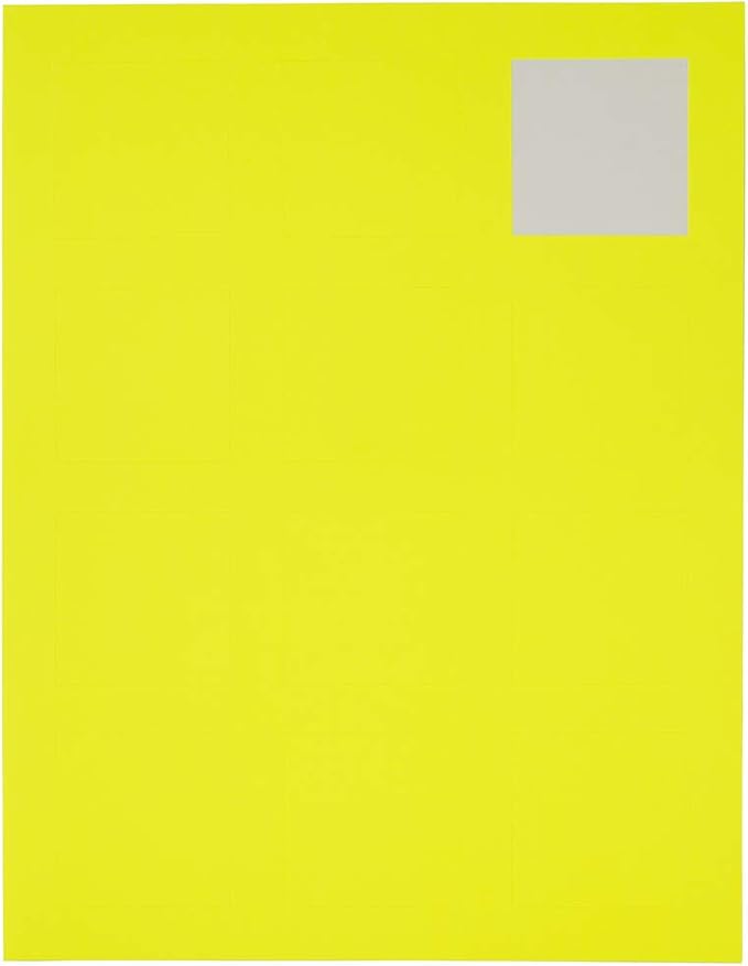 JAM PAPER Product & Container Labels - Square - 2 x 2 - Neon Yellow - 120/Pack | Address Labels - TrueDesk