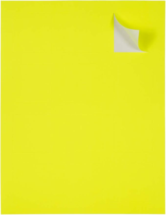 JAM PAPER Product & Container Labels - Square - 2 x 2 - Neon Yellow - 120/Pack | Address Labels - TrueDesk