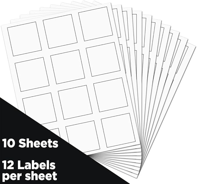 JAM PAPER Product & Container Labels - Square - 2 x 2 - White - 120/Pack | Address Labels - TrueDesk