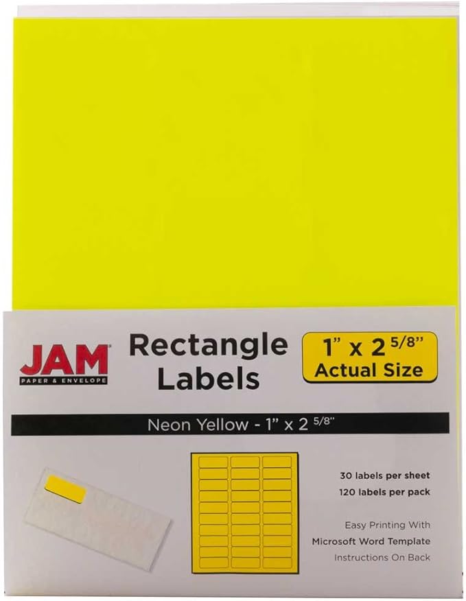JAM PAPER Return Address Labels - Standard Mailing - 1 x 2 5/8 - Assorted Neon Colors - 600 Shipping Labels/Pack | Address Labels - TrueDesk