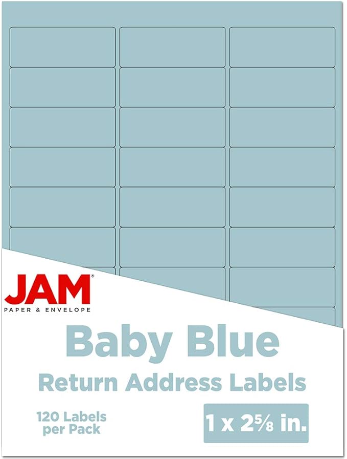 JAM PAPER Return Address Labels - Standard Mailing - 1 x 2 5/8 - Baby Blue - 120 Shipping Labels/Pack | Address Labels - TrueDesk