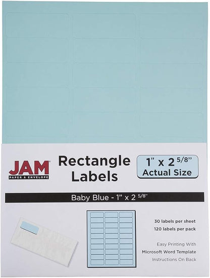 JAM PAPER Return Address Labels - Standard Mailing - 1 x 2 5/8 - Baby Blue - 120 Shipping Labels/Pack | Address Labels - TrueDesk