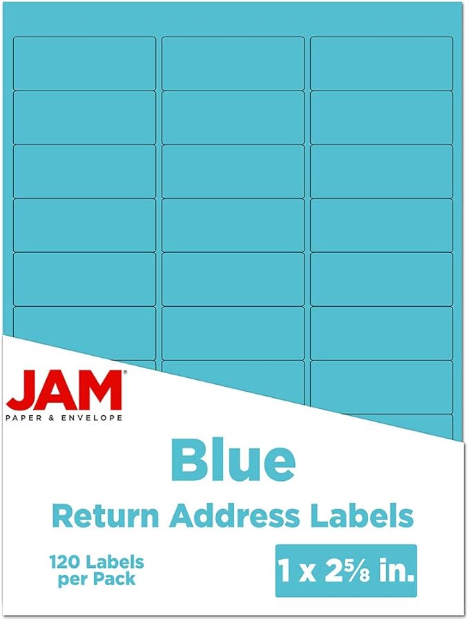 JAM PAPER Return Address Labels - Standard Mailing - 1 x 2 5/8 - Blue - 120 Shipping Labels/Pack | Address Labels - TrueDesk