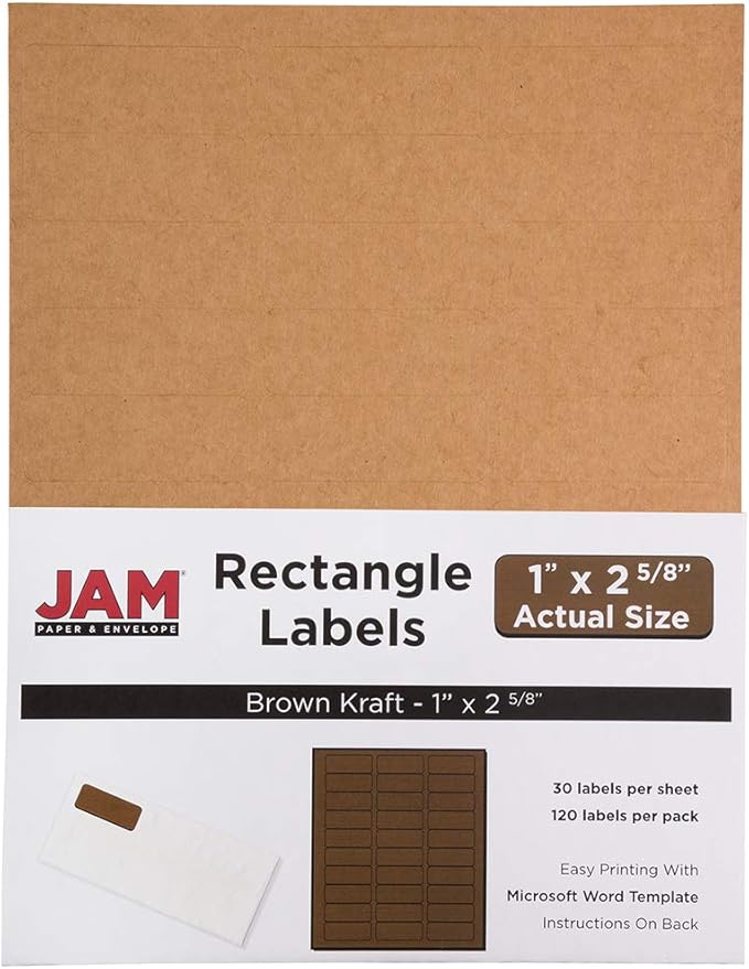 JAM PAPER Return Address Labels - Standard Mailing - 1 x 2 5/8 - Brown Kraft - 120 Shipping Labels/Pack | Address Labels - TrueDesk