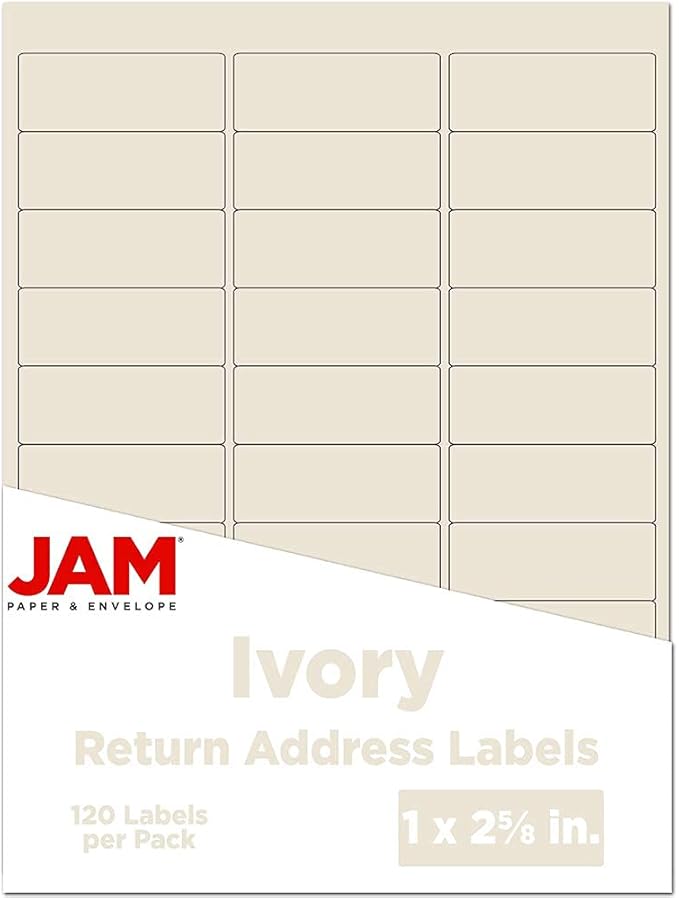 JAM PAPER Return Address Labels - Standard Mailing - 1 x 2 5/8 - Ivory - 120 Shipping Labels/Pack | Address Labels - TrueDesk