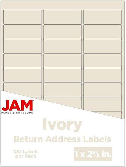 JAM PAPER Return Address Labels - Standard Mailing - 1 x 2 5/8 - Ivory - 120 Shipping Labels/Pack | Address Labels - TrueDesk