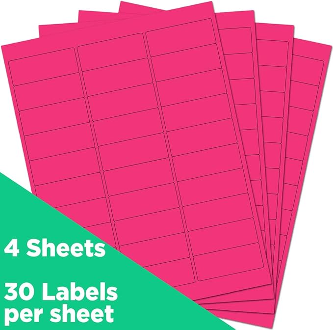 JAM PAPER Return Address Labels - Standard Mailing - 1 x 2 5/8 - Neon Pink - 120 Shipping Labels/Pack | Address Labels - TrueDesk