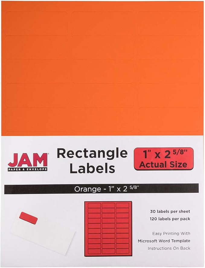 JAM PAPER Return Address Labels - Standard Mailing - 1 x 2 5/8 - Orange - 120 Shipping Labels/Pack | Address Labels - TrueDesk