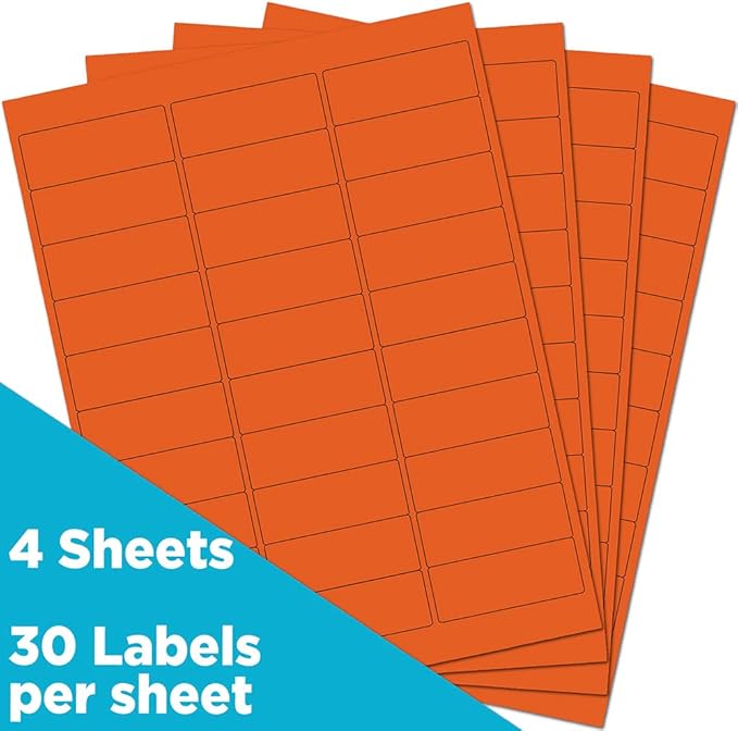 JAM PAPER Return Address Labels - Standard Mailing - 1 x 2 5/8 - Orange - 120 Shipping Labels/Pack | Address Labels - TrueDesk