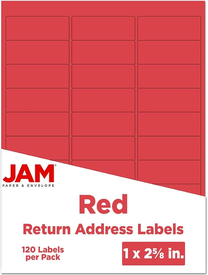JAM PAPER Return Address Labels - Standard Mailing - 1 x 2 5/8 - Red - 120 Shipping Labels/Pack | Address Labels - TrueDesk