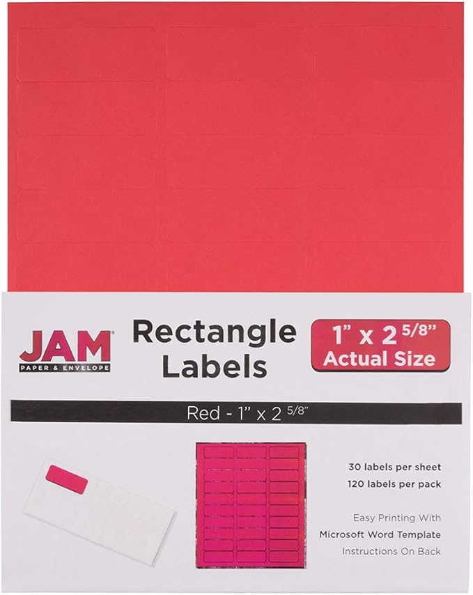 JAM PAPER Return Address Labels - Standard Mailing - 1 x 2 5/8 - Red - 120 Shipping Labels/Pack | Address Labels - TrueDesk
