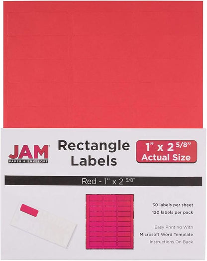 JAM PAPER Return Address Labels - Standard Mailing - 1 x 2 5/8 - Red - 120 Shipping Labels/Pack | Address Labels - TrueDesk
