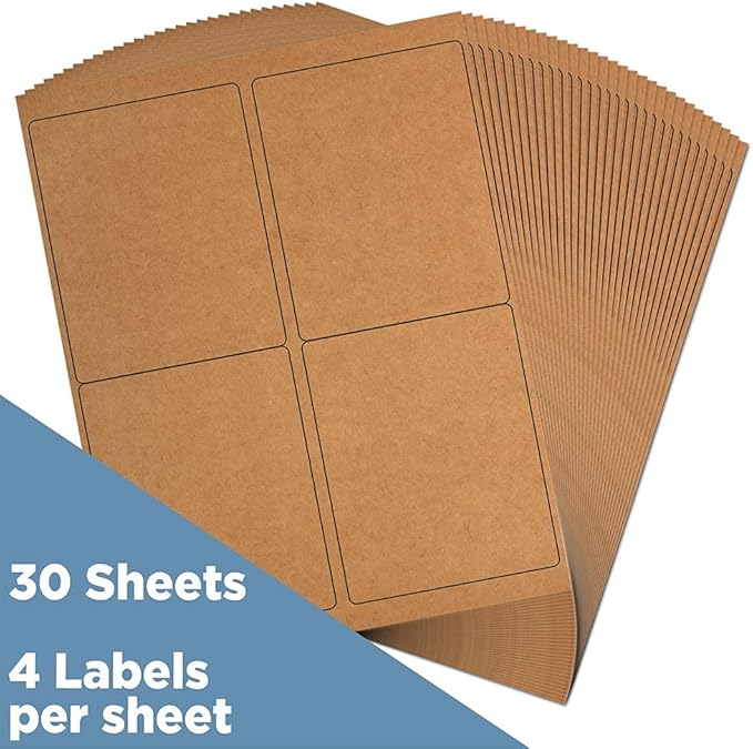 JAM PAPER Shipping Address Labels - 4 x 5 - Quarter Page/Extra Large - Brown Kraft - 120/Pack | Address Labels - TrueDesk