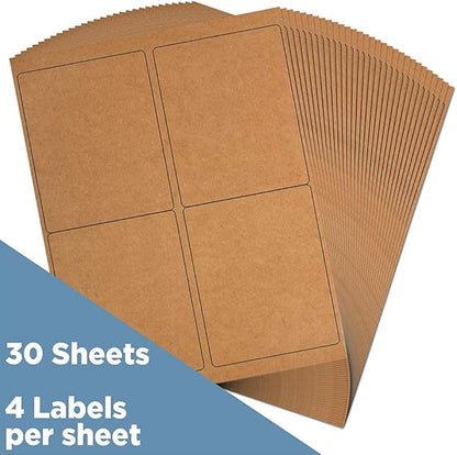 JAM PAPER Shipping Address Labels - 4 x 5 - Quarter Page/Extra Large - Brown Kraft - 120/Pack | Address Labels - TrueDesk