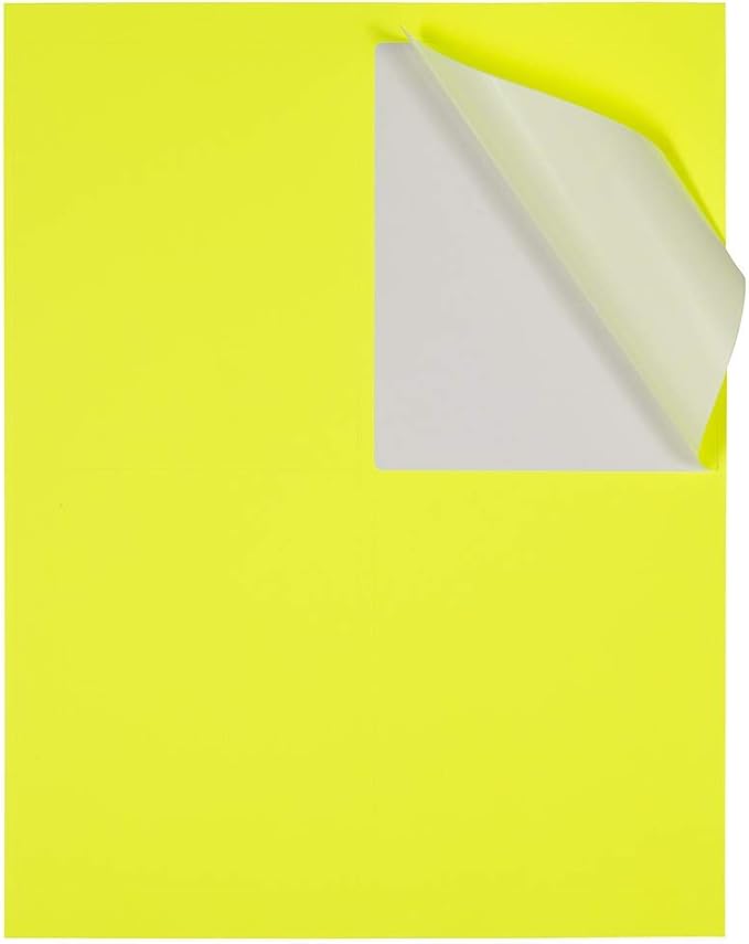 JAM PAPER Shipping Address Labels - 4 x 5 - Quarter Page/Extra Large - Neon Yellow - 120/Pack | Address Labels - TrueDesk