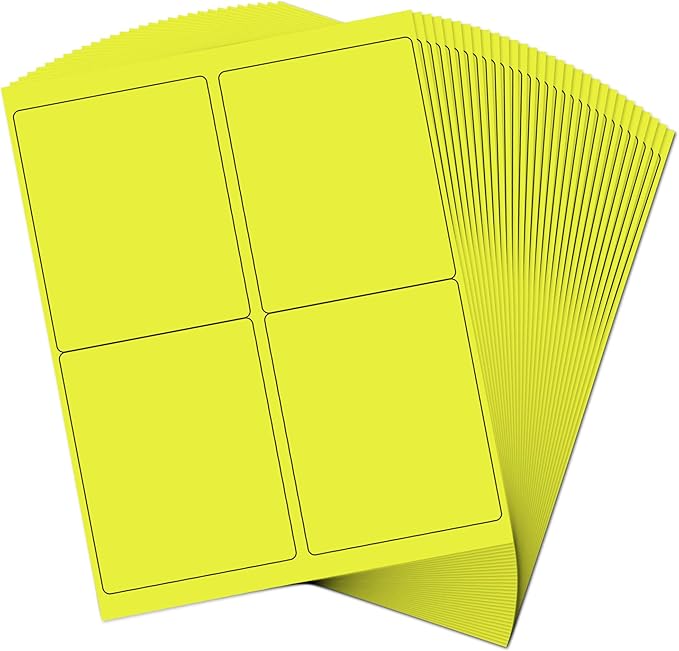 JAM PAPER Shipping Address Labels - 4 x 5 - Quarter Page/Extra Large - Neon Yellow - 120/Pack | Address Labels - TrueDesk