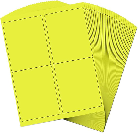 JAM PAPER Shipping Address Labels - 4 x 5 - Quarter Page/Extra Large - Neon Yellow - 120/Pack | Address Labels - TrueDesk