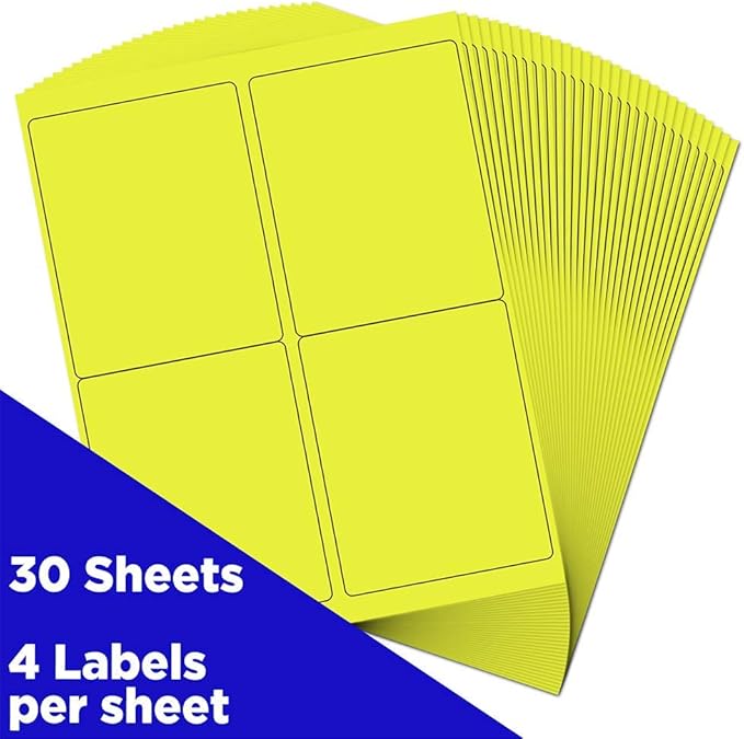 JAM PAPER Shipping Address Labels - 4 x 5 - Quarter Page/Extra Large - Neon Yellow - 120/Pack | Address Labels - TrueDesk