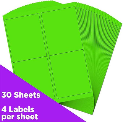 JAM PAPER Shipping Address Labels - Extra Large - 4 x 5 - Neon Green - 4 Labels per Page/120 Labels Total | Address Labels - TrueDesk