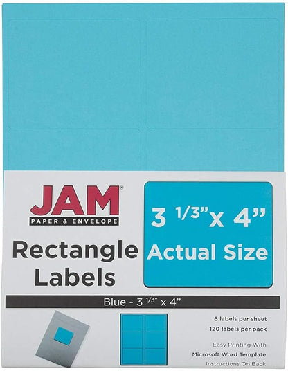 JAM PAPER Shipping Address Labels - Large - 3 1/3 x 4 - Blue - 120/Pack | Address Labels - TrueDesk