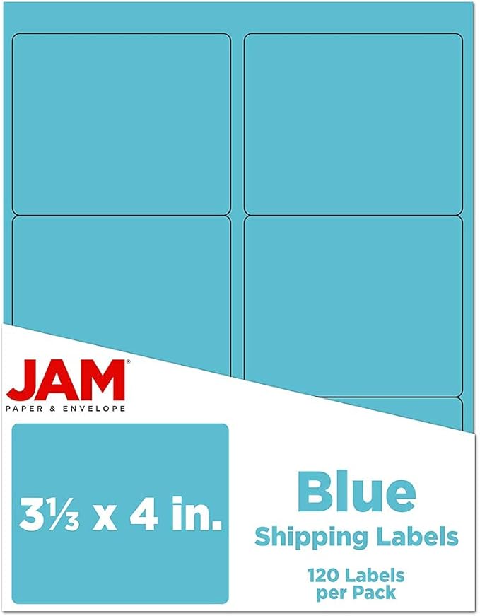 JAM PAPER Shipping Address Labels - Large - 3 1/3 x 4 - Blue - 120/Pack | Address Labels - TrueDesk
