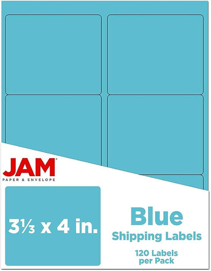 JAM PAPER Shipping Address Labels - Large - 3 1/3 x 4 - Blue - 120/Pack | Address Labels - TrueDesk