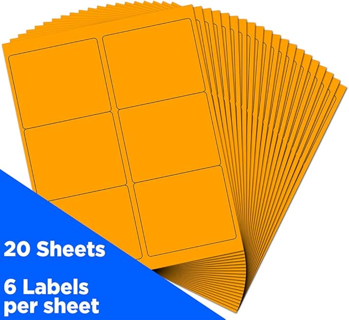 JAM PAPER Shipping Address Labels - Large - 3 1/3 x 4 - Neon Fluorescent Orange - 120/Pack | Address Labels - TrueDesk