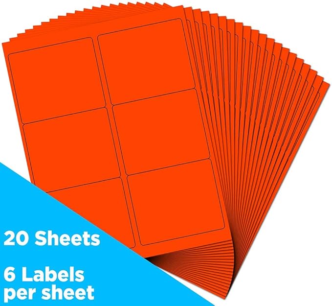 JAM PAPER Shipping Address Labels - Large - 3 1/3 x 4 - Neon Fluorescent Red/Orange - 120/Pack | Address Labels - TrueDesk