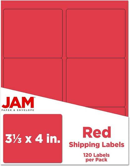 JAM PAPER Shipping Address Labels - Large - 3 1/3 x 4 - Red - 120/Pack | Address Labels - TrueDesk