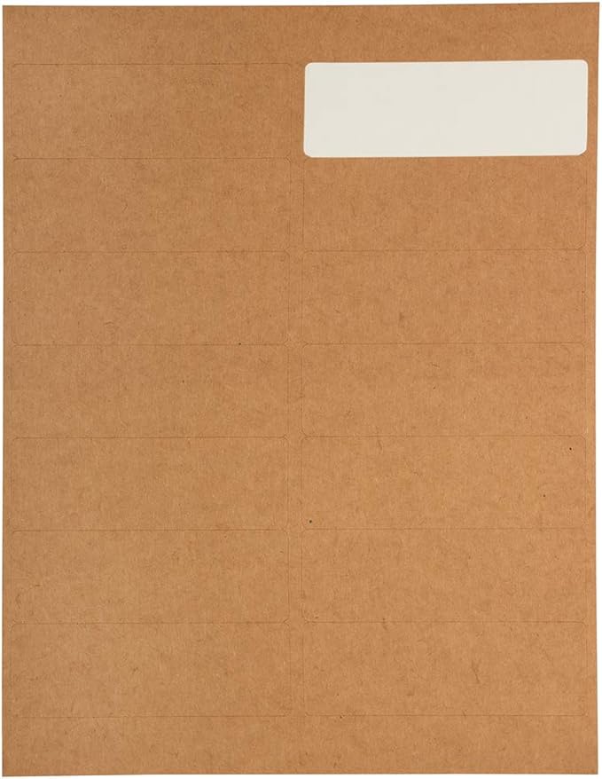 JAM PAPER Shipping Address Labels - Rectangular - 1 1/3 x 4 - Brown Kraft - 126/pack | Address Labels - TrueDesk