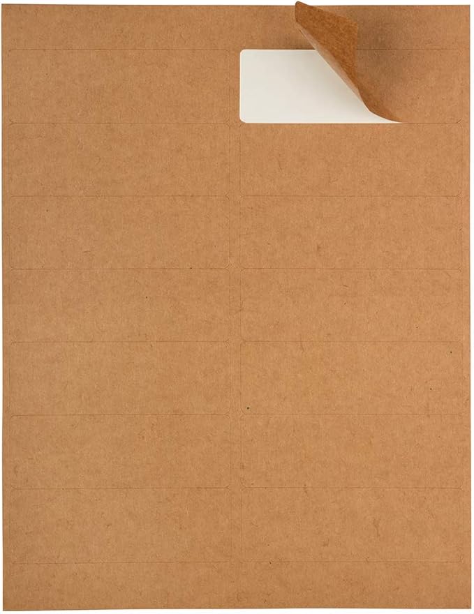 JAM PAPER Shipping Address Labels - Rectangular - 1 1/3 x 4 - Brown Kraft - 126/pack | Address Labels - TrueDesk