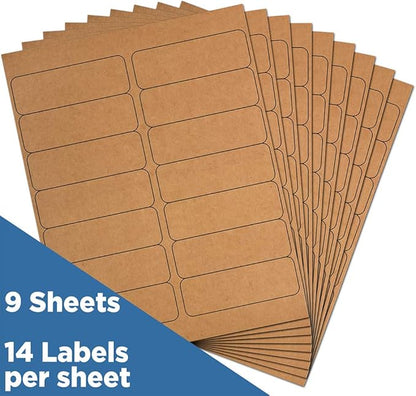 JAM PAPER Shipping Address Labels - Rectangular - 1 1/3 x 4 - Brown Kraft - 126/pack | Address Labels - TrueDesk
