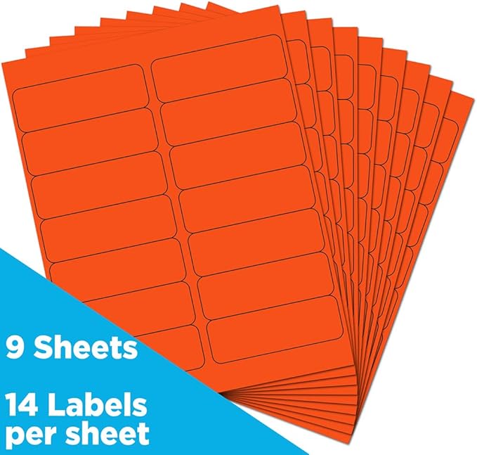 JAM PAPER Shipping Address Labels - Rectangular - 1 1/3 x 4 - Neon Deep Red/Orange - 126/pack | Address Labels - TrueDesk