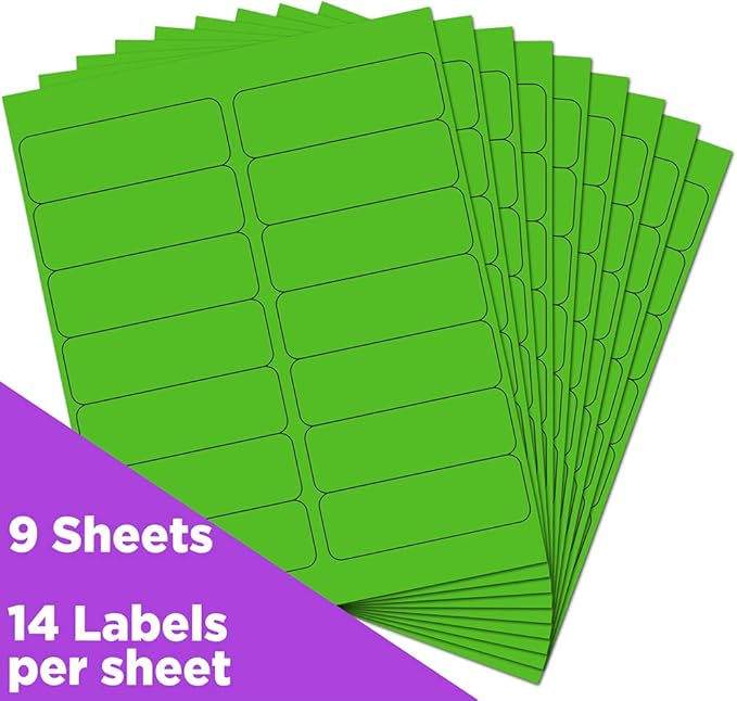 JAM Paper Shipping Address Labels, Rectangular, 1 1/3 x 4, Neon Green, 126/Pack (359329613) | Address Labels - TrueDesk
