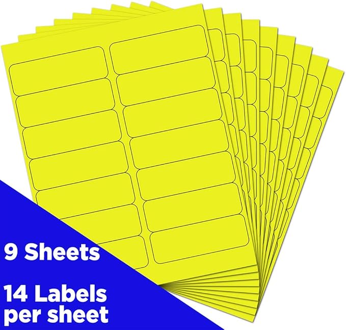 JAM PAPER Shipping Address Labels - Rectangular - 1 1/3 x 4 - Neon Yellow - 126/pack | Address Labels - TrueDesk
