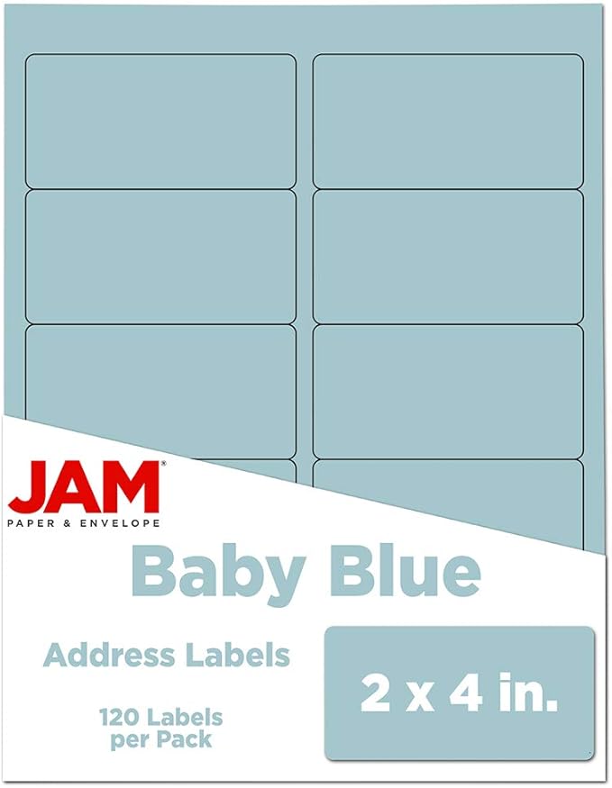 JAM PAPER Shipping Address Labels - Standard Mailing - 2 x 4 - Baby Blue - 120/Pack | Address Labels - TrueDesk