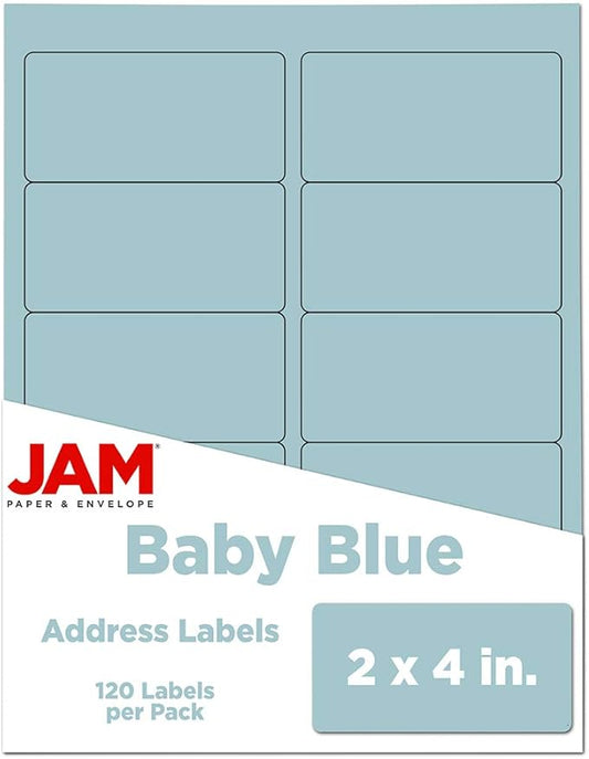 JAM PAPER Shipping Address Labels - Standard Mailing - 2 x 4 - Baby Blue - 120/Pack | Address Labels - TrueDesk