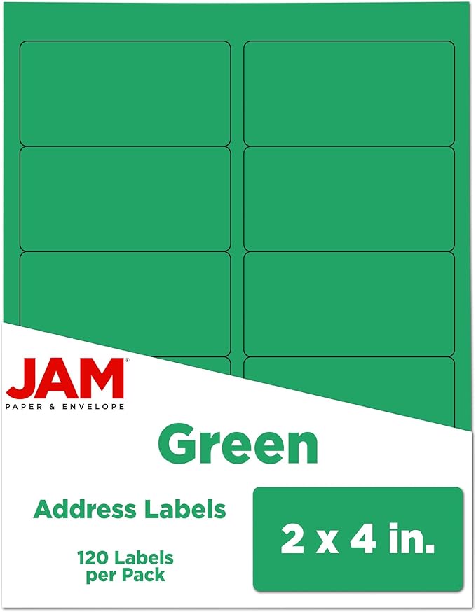 JAM PAPER Shipping Address Labels - Standard Mailing - 2 x 4 - Green - 120/Pack | Address Labels - TrueDesk