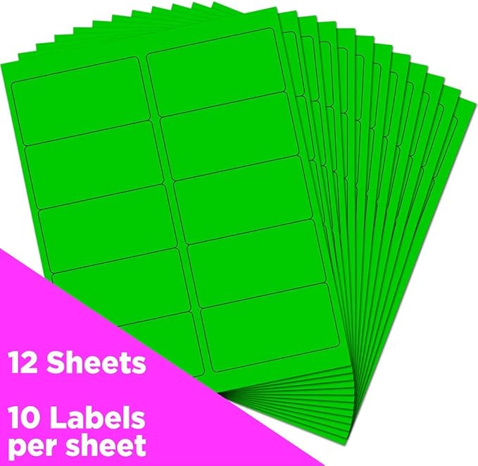 JAM PAPER Shipping Address Labels - Standard Mailing - 2 x 4 - Neon Fluorescent Green - 120/Pack | Address Labels - TrueDesk