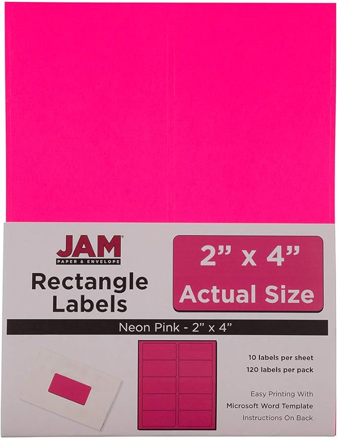 JAM PAPER Shipping Address Labels - Standard Mailing - 2 x 4 - Neon Fluorescent Pink - 120/Pack | Address Labels - TrueDesk