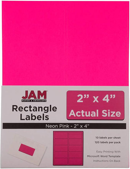 JAM PAPER Shipping Address Labels - Standard Mailing - 2 x 4 - Neon Fluorescent Pink - 120/Pack | Address Labels - TrueDesk