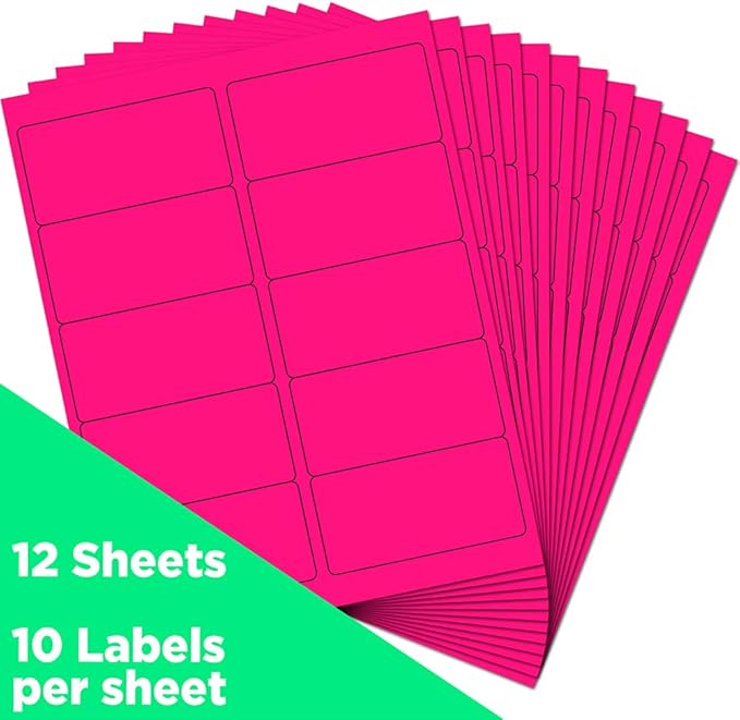 JAM PAPER Shipping Address Labels - Standard Mailing - 2 x 4 - Neon Fluorescent Pink - 120/Pack | Address Labels - TrueDesk