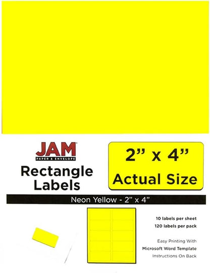 JAM PAPER Shipping Address Labels - Standard Mailing - 2 x 4 - Neon Fluorescent Yellow - 120/Pack | Address Labels - TrueDesk