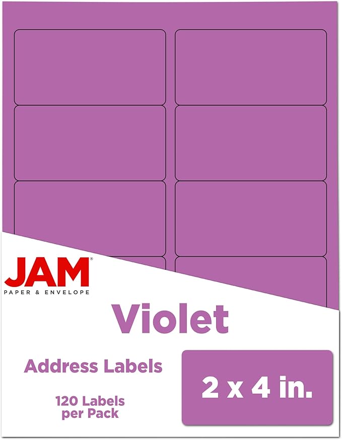 JAM PAPER Shipping Address Labels - Standard Mailing - 2 x 4 - Violet - 120/Pack | Address Labels - TrueDesk