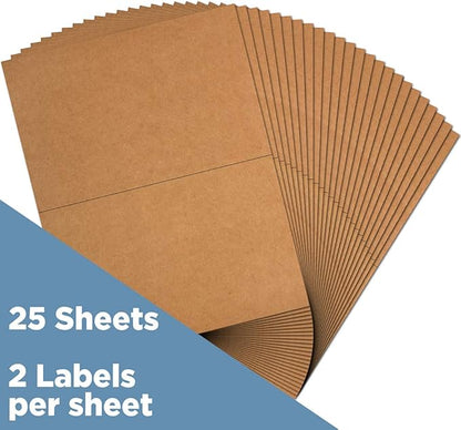 JAM PAPER Shipping Labels - Half Page - 5 1/2 x 8 1/2 - Brown Kraft - 50/Pack | Address Labels - TrueDesk